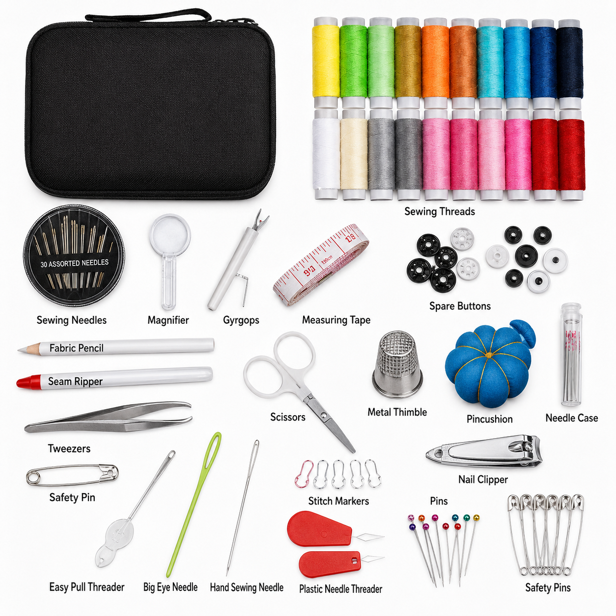 98 Pcs Premium Sewing Kit | Portable Sewing Accessories Set with Storage Case