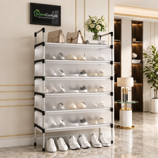 7-Tier Dustproof Shoe Rack with Cover | Space-Saving Shoe Storage Organizer
