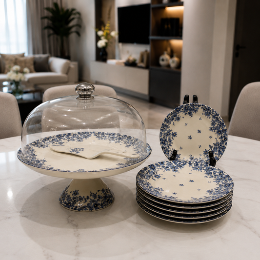Royal Albert Blue Blossom Elegance 9-Piece Cake Serving Set