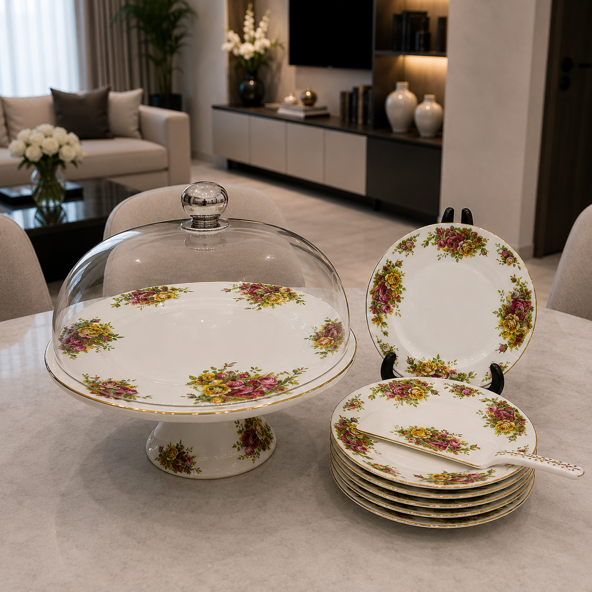Royal Albert Vintage Blossom 9-Piece Cake Serving Set