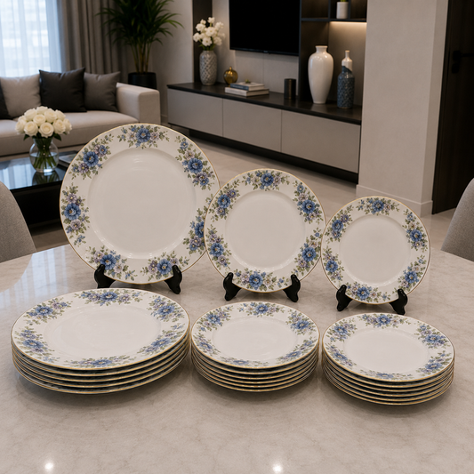 Royal Albert Blue Meadow Elegance 18-Piece Plate Set