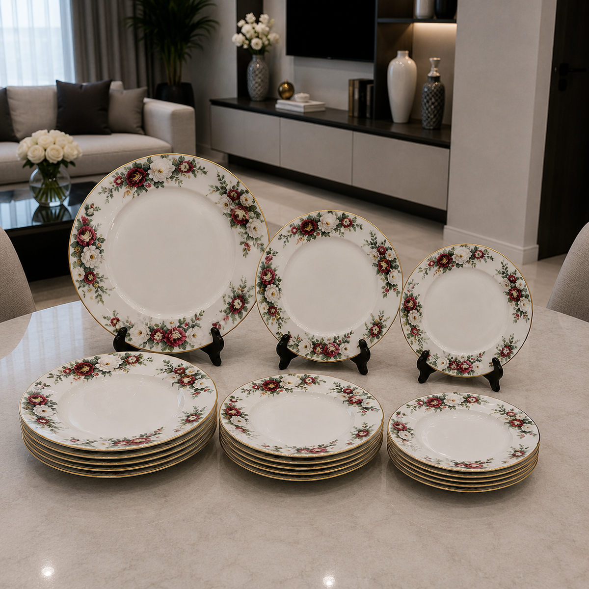 Royal Albert Crimson Garden Elegance 18-Piece Plate Set