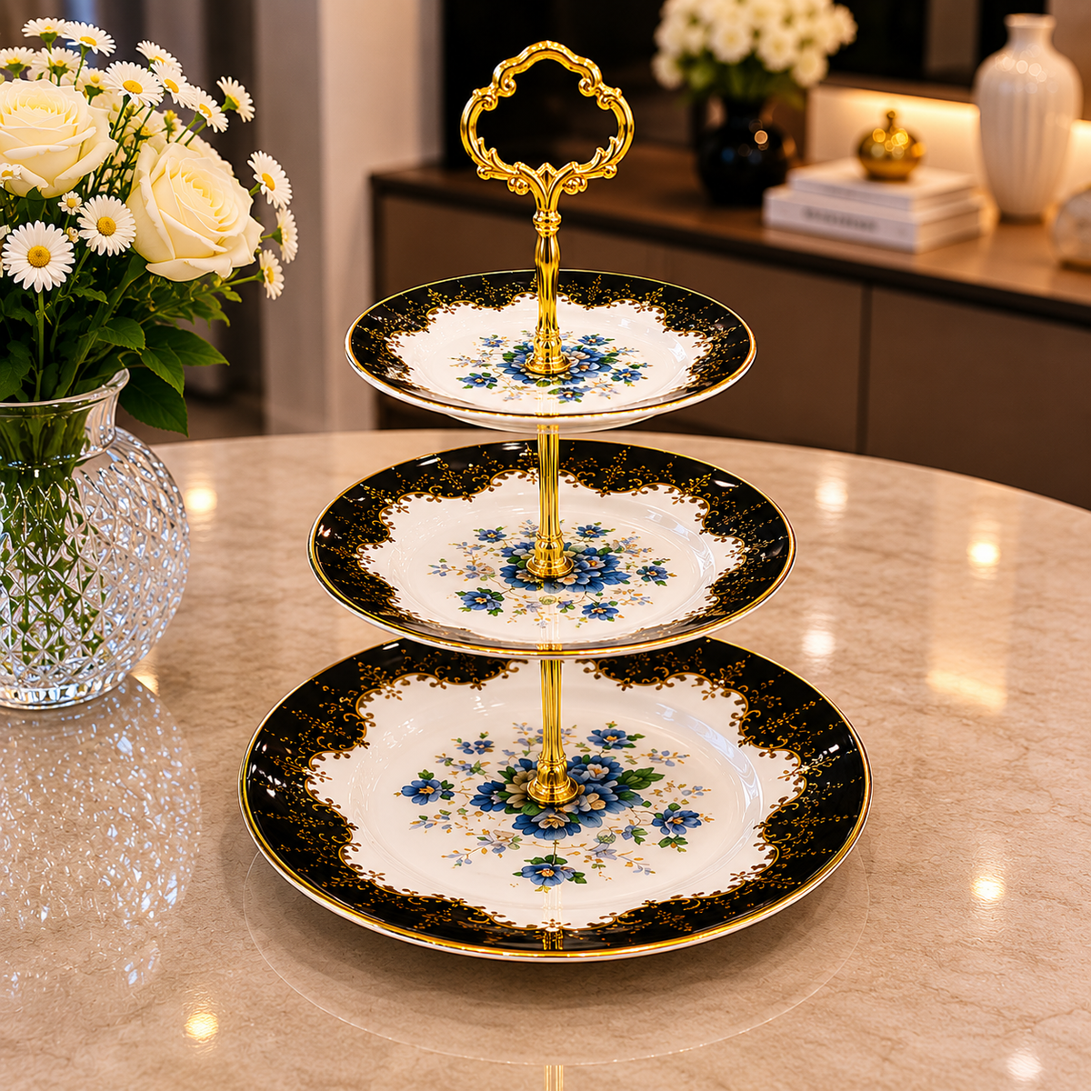 Royal Albert Noir Signature 3-Step Serving Platter