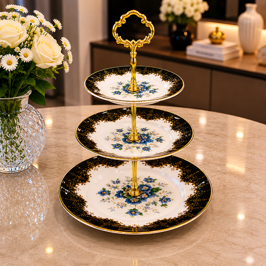 Royal Albert Noir Signature 3-Step Serving Platter