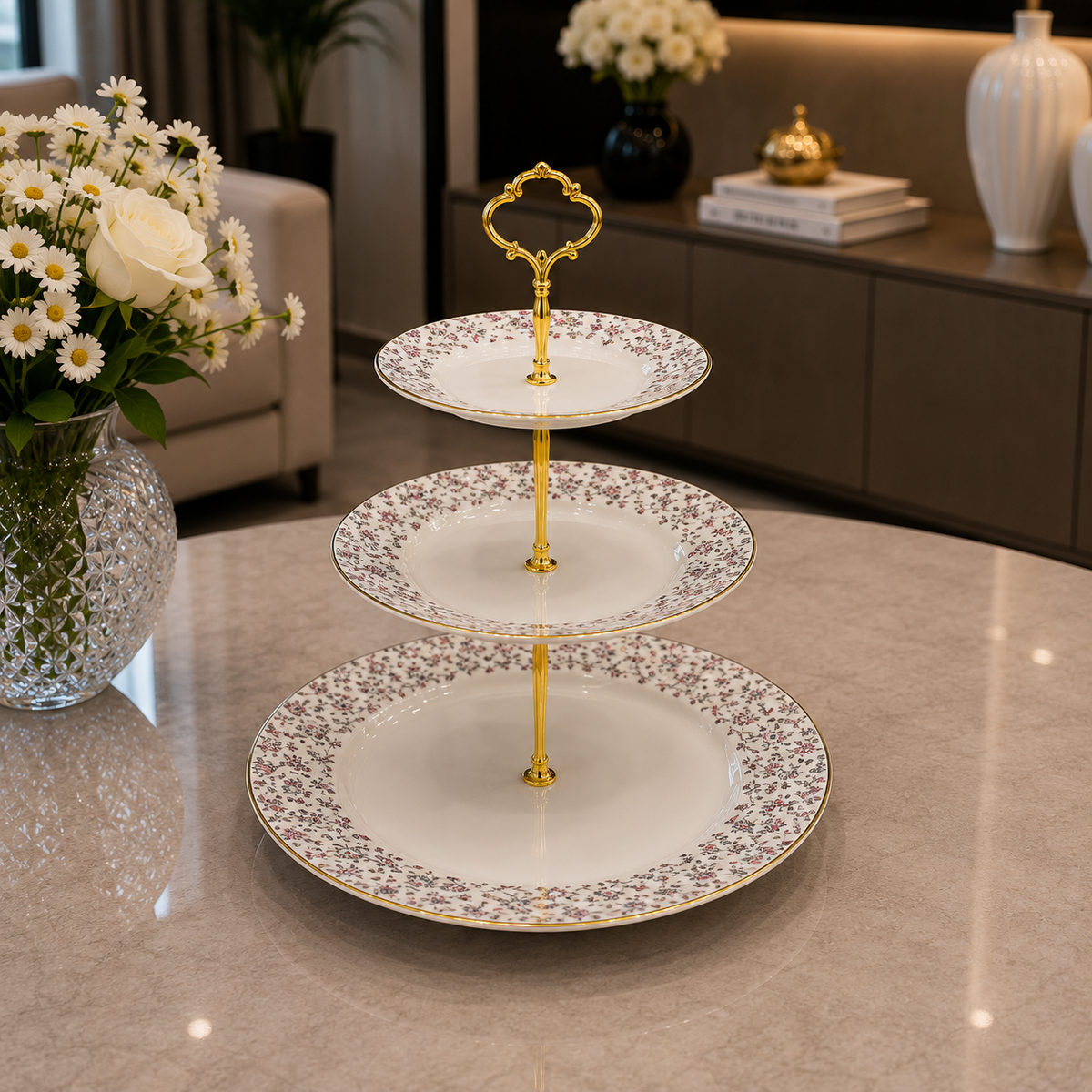 Royal Albert Blossom Pearl 3-Step Serving Platter