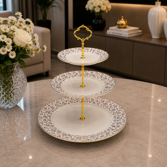 Royal Albert Blossom Pearl 3-Step Serving Platter
