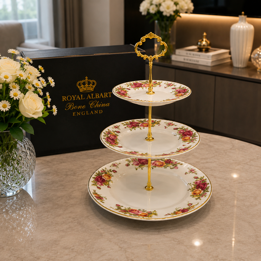 Royal Albert Rose Prestige 3-Step Serving Platter