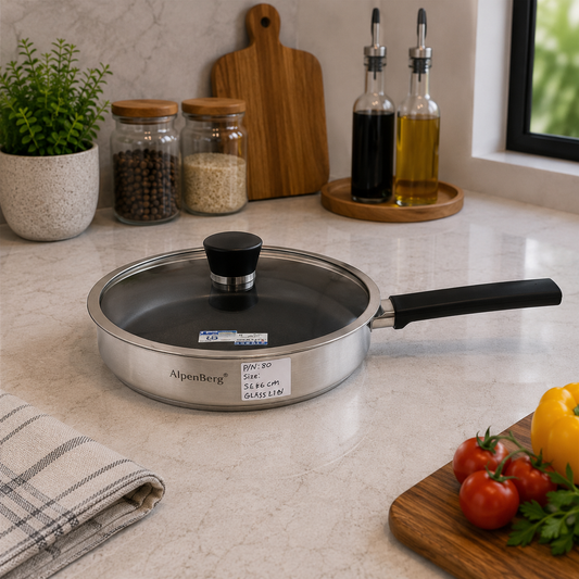 Alpenberg Stainless Steel Fry Pan with Glass Lid - 26x6cm
