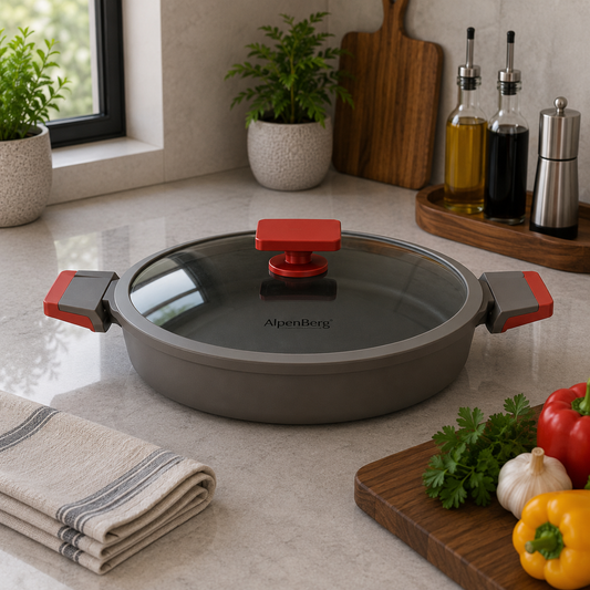 Alpenberg Shallow Pot with Glass Lid - 34cm