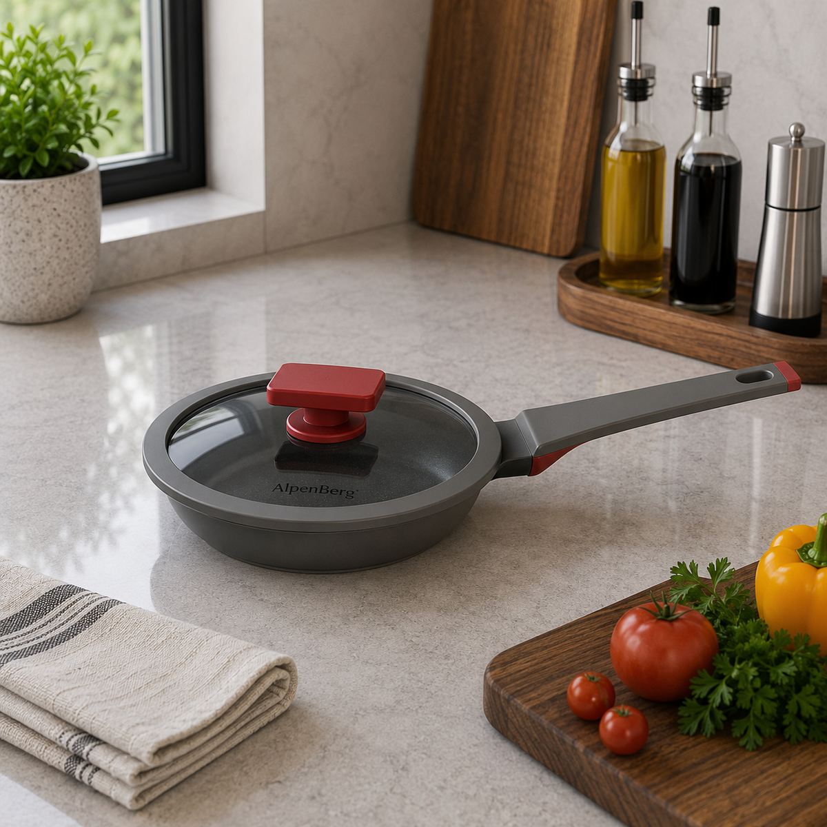 Alpenberg Fry Pan with Glass Lid - 24cm