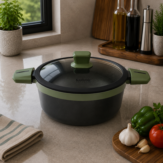 Alpenberg Pot Glass Lid Black/Green - 24cm