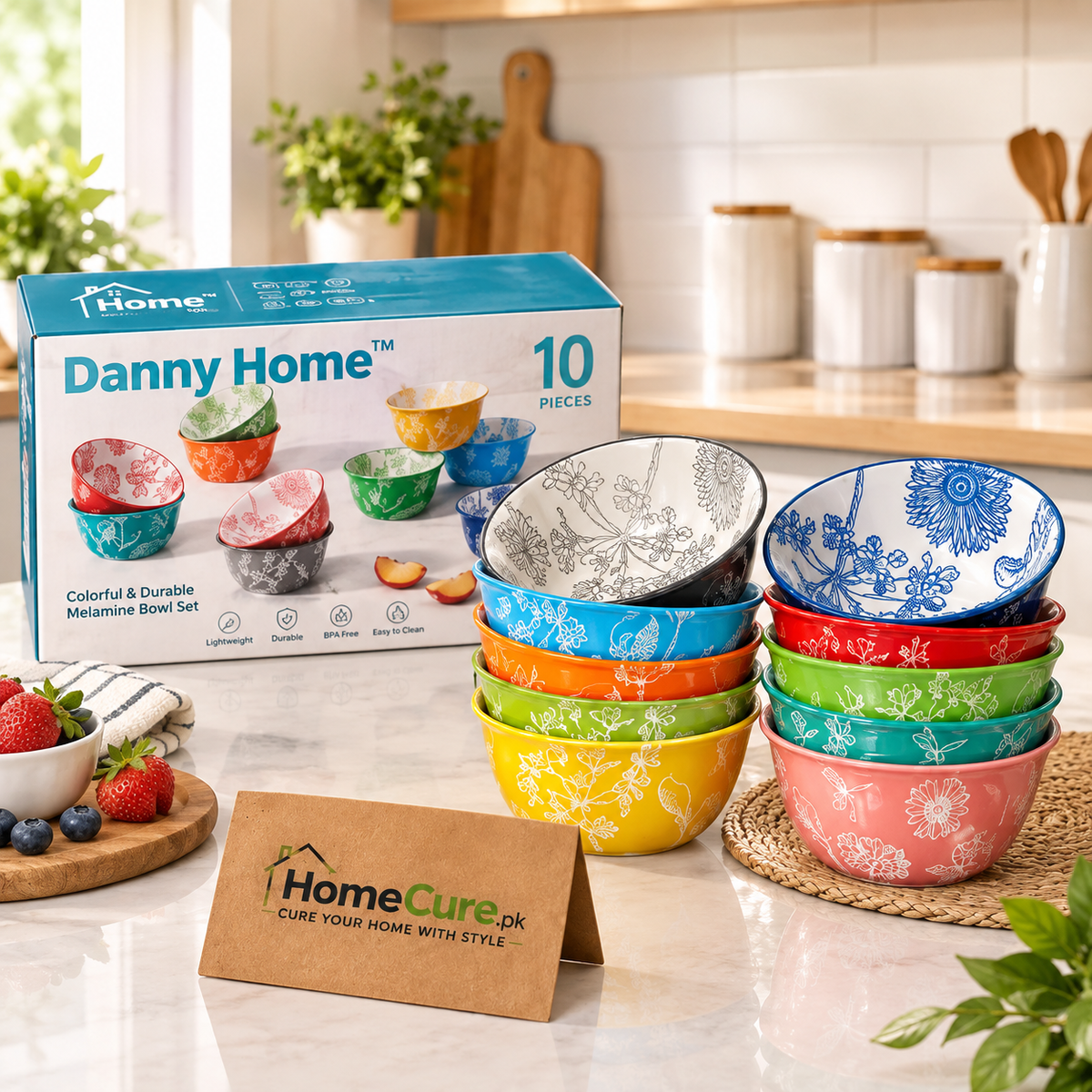 Danny Home Porcelain Sweet Bowl Set – 10 Pcs