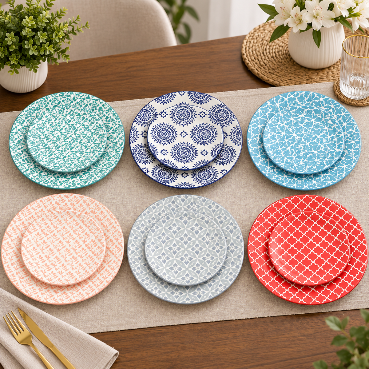 DANNY HOME Multicolour Series Plates Set – Quarter & Dinner Plates | 6 Pcs & 12 Pcs