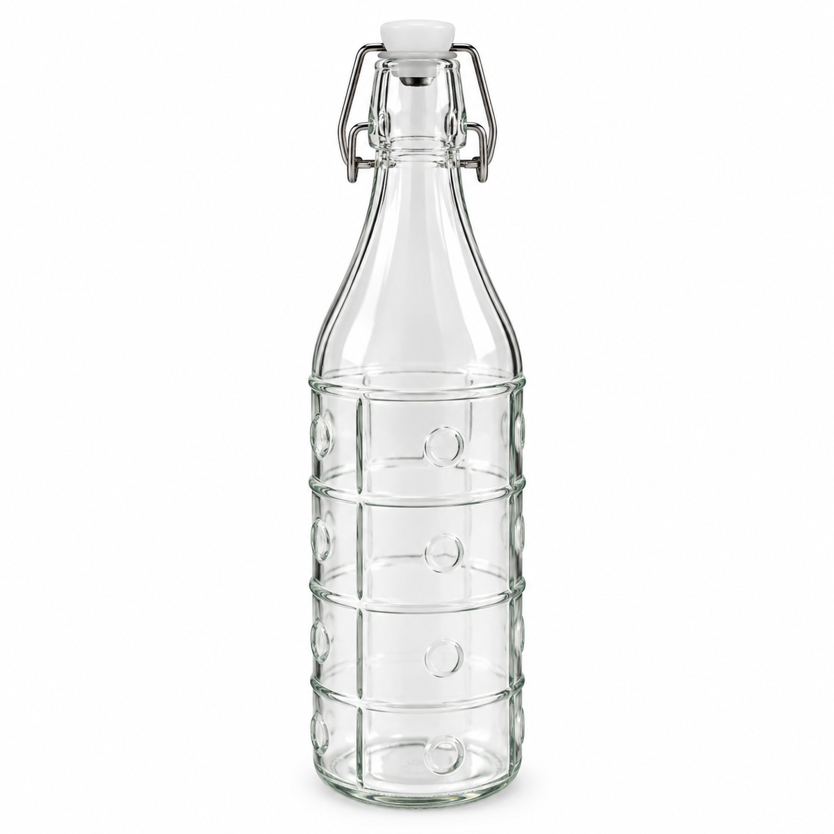 1000ml Clip Glass Bottle - Horizontal Stripes