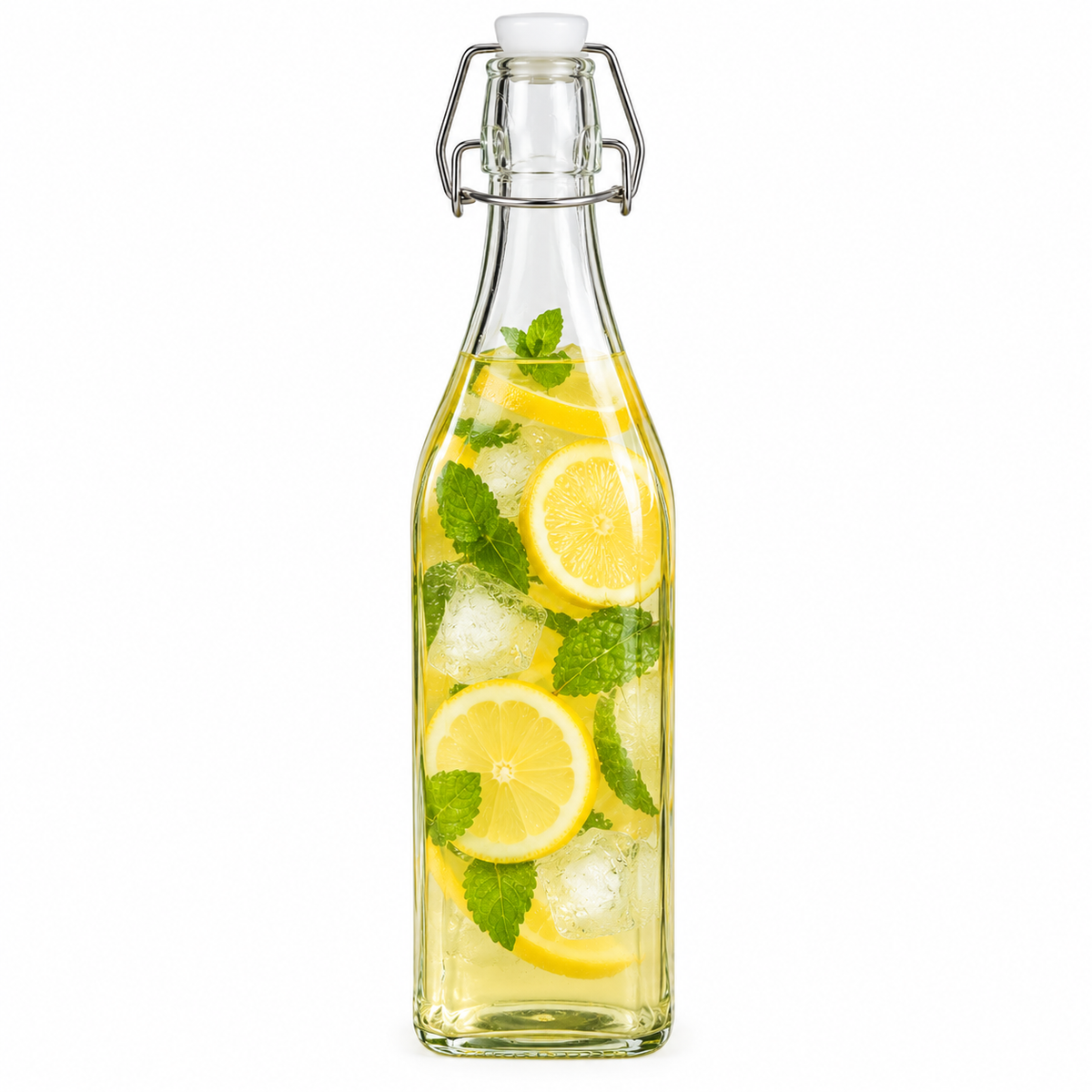 1000ml Clip Glass Bottle - Plain (Square)