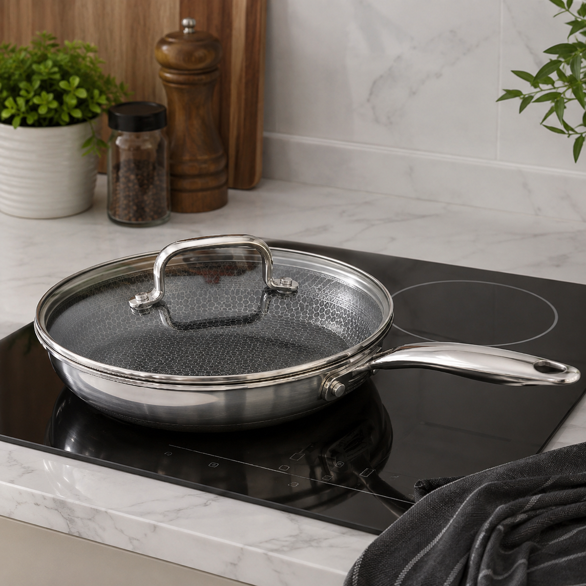 UAKEEN Honey Comb Fry Pan – 28 CM