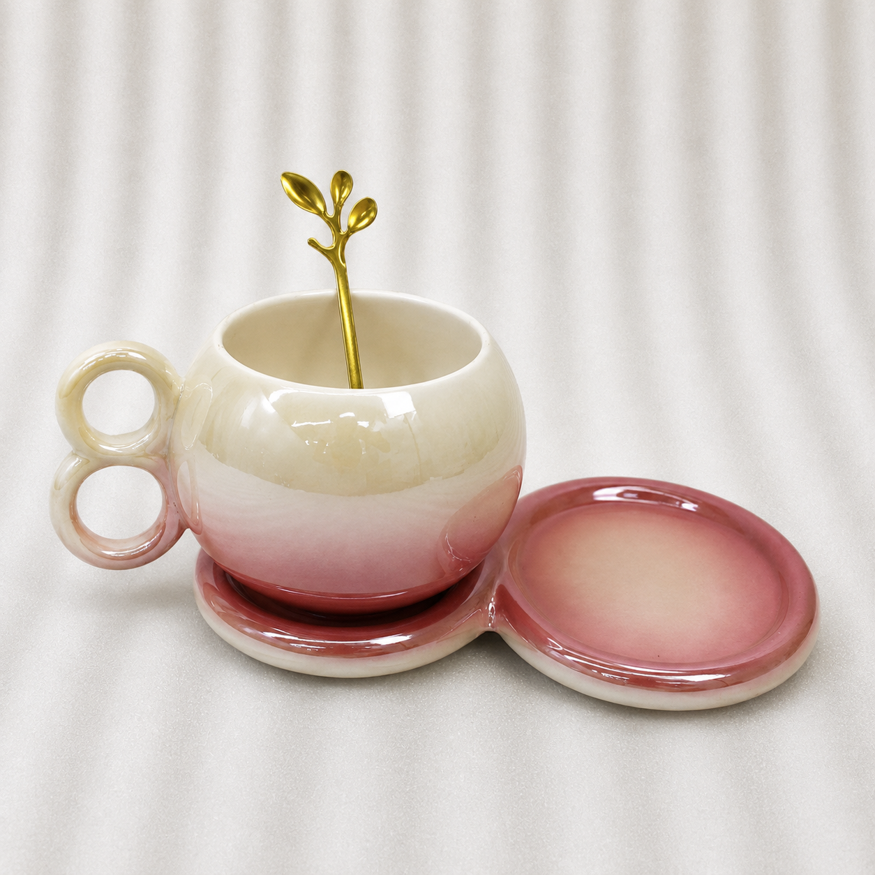 Ceramic Coffee Cup and Saucer Set with Spoon
