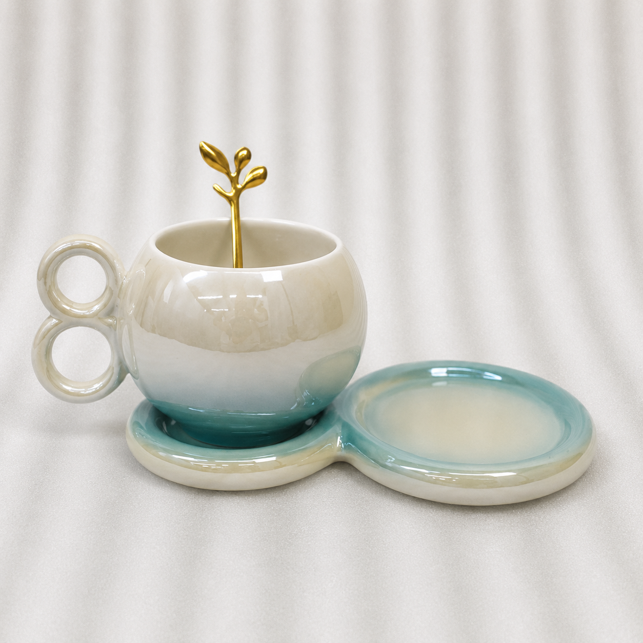 Ceramic Coffee Cup and Saucer Set with Spoon