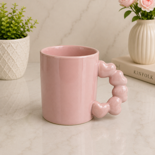 Aesthetic Ceramic Mug with Bubble Handle