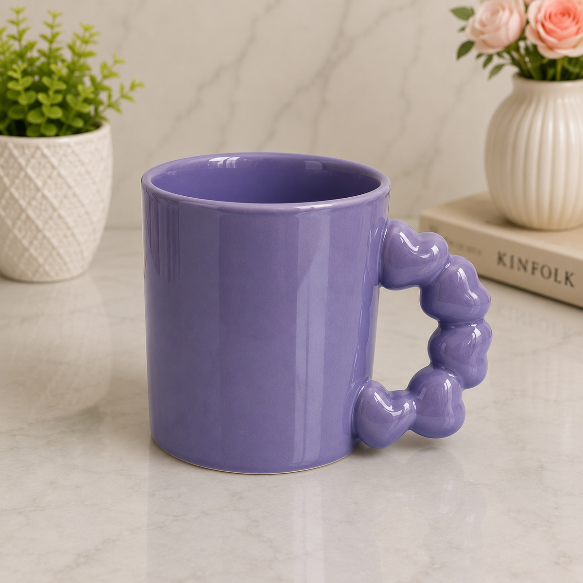 Aesthetic Ceramic Mug with Bubble Handle