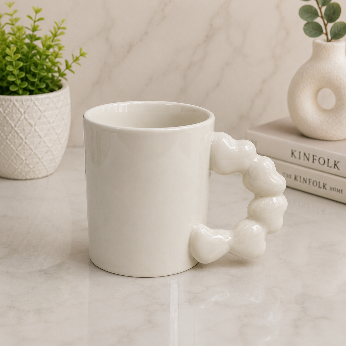 Aesthetic Ceramic Mug with Bubble Handle
