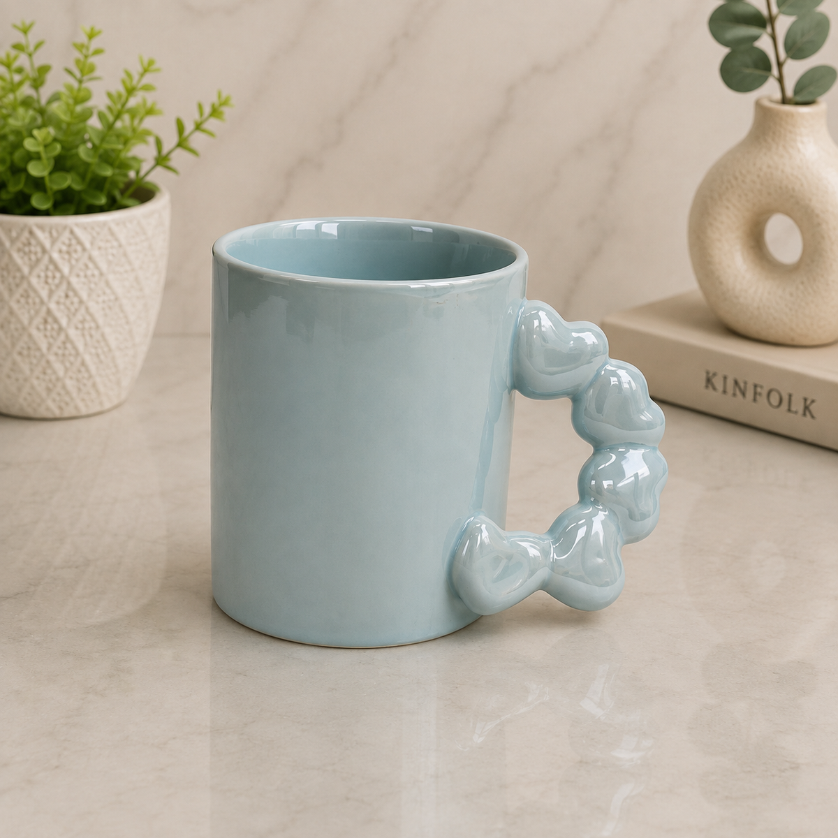 Aesthetic Ceramic Mug with Bubble Handle