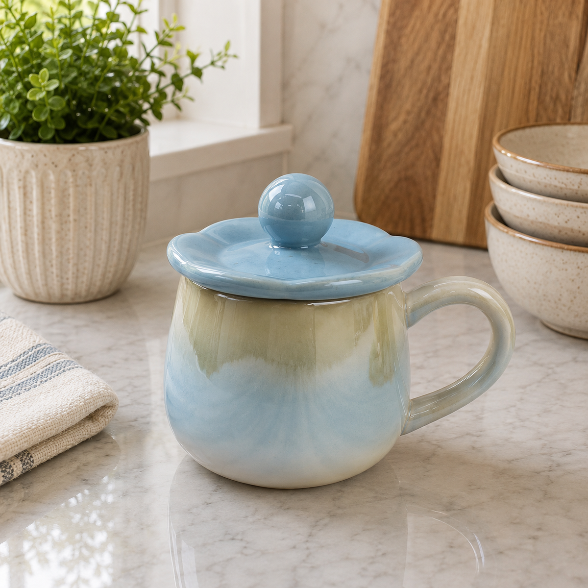 Ceramic Coffee Mug with Lid