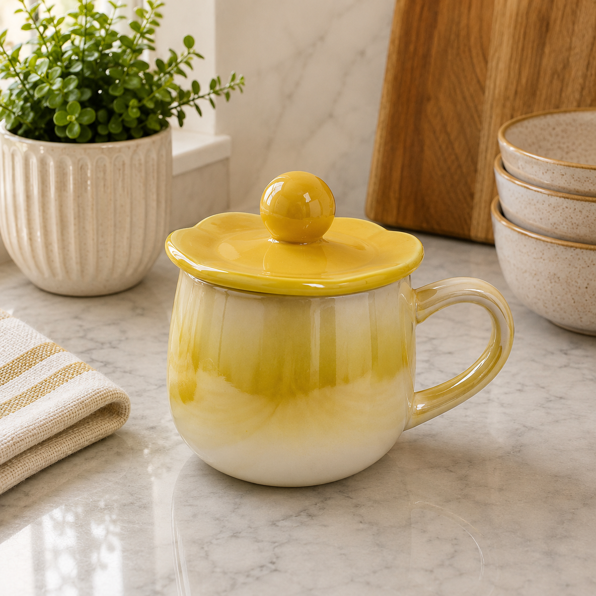 Ceramic Coffee Mug with Lid