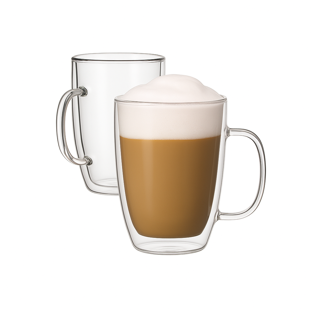 Danny Home Double Walled Glass Mug with Handle 150ml - 2Pcs Set