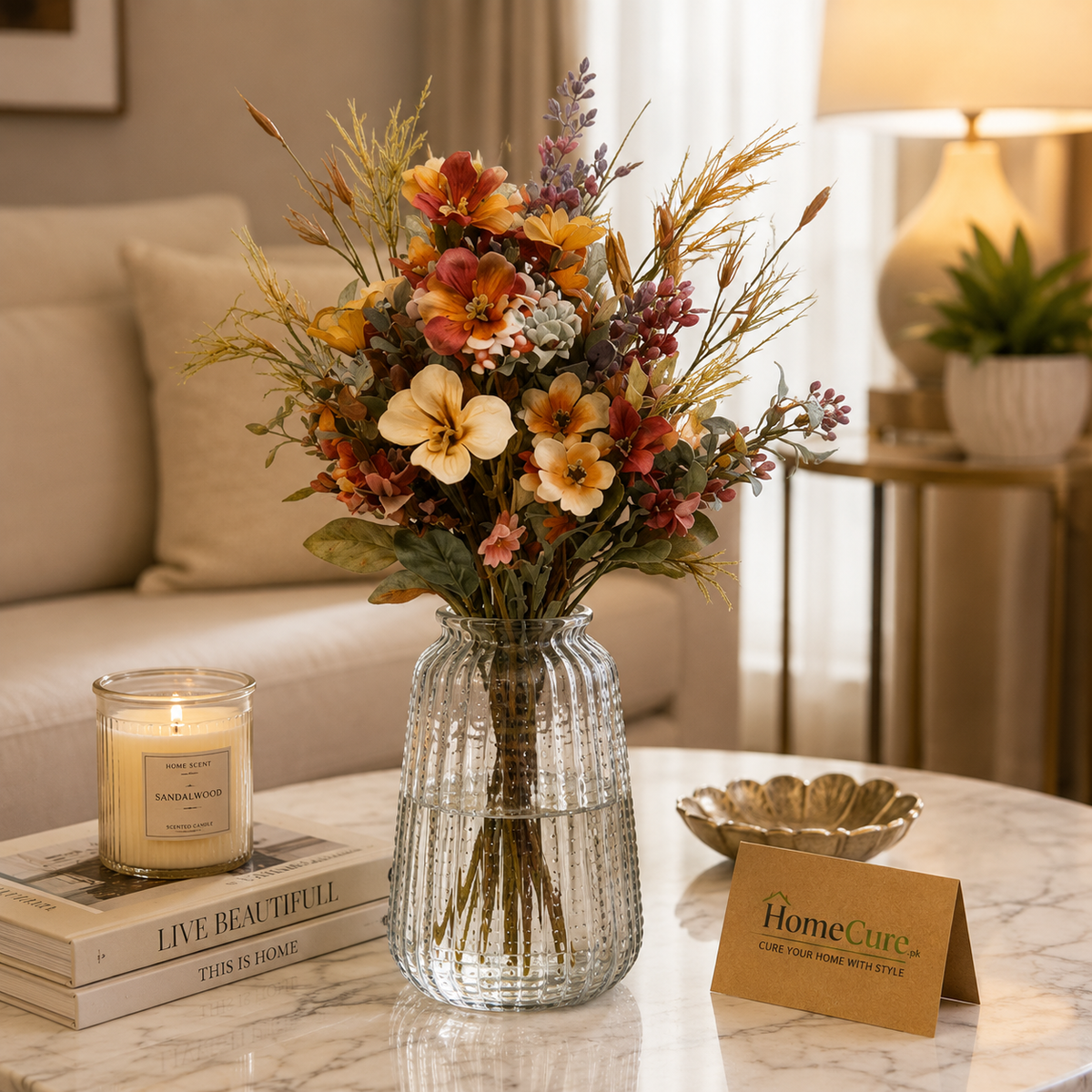 Premium Glass Decorative Vase – 24.7cm | Elegant Flower Vase