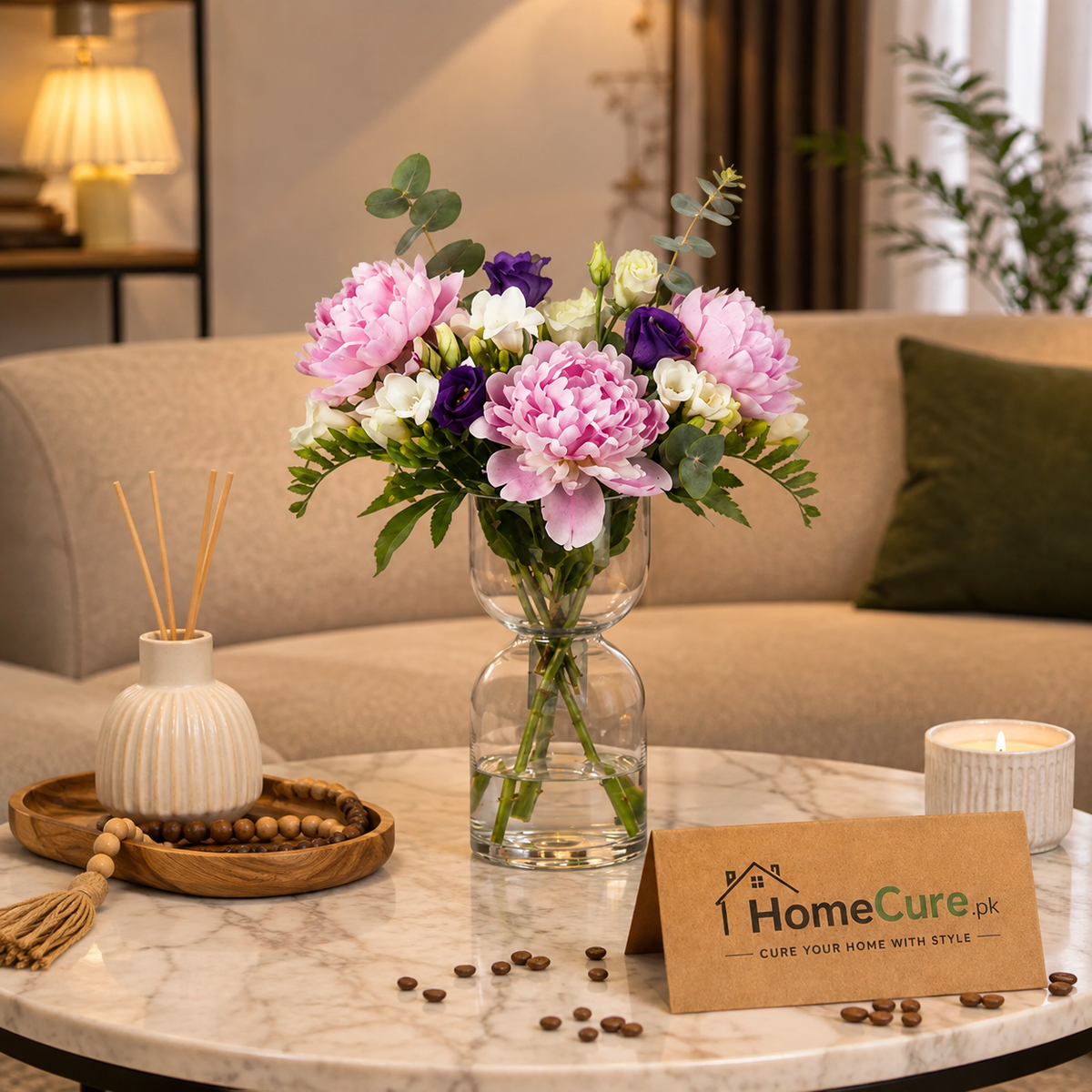 Premium Glass Decorative Vase – 24.9cm | Elegant Flower Vase