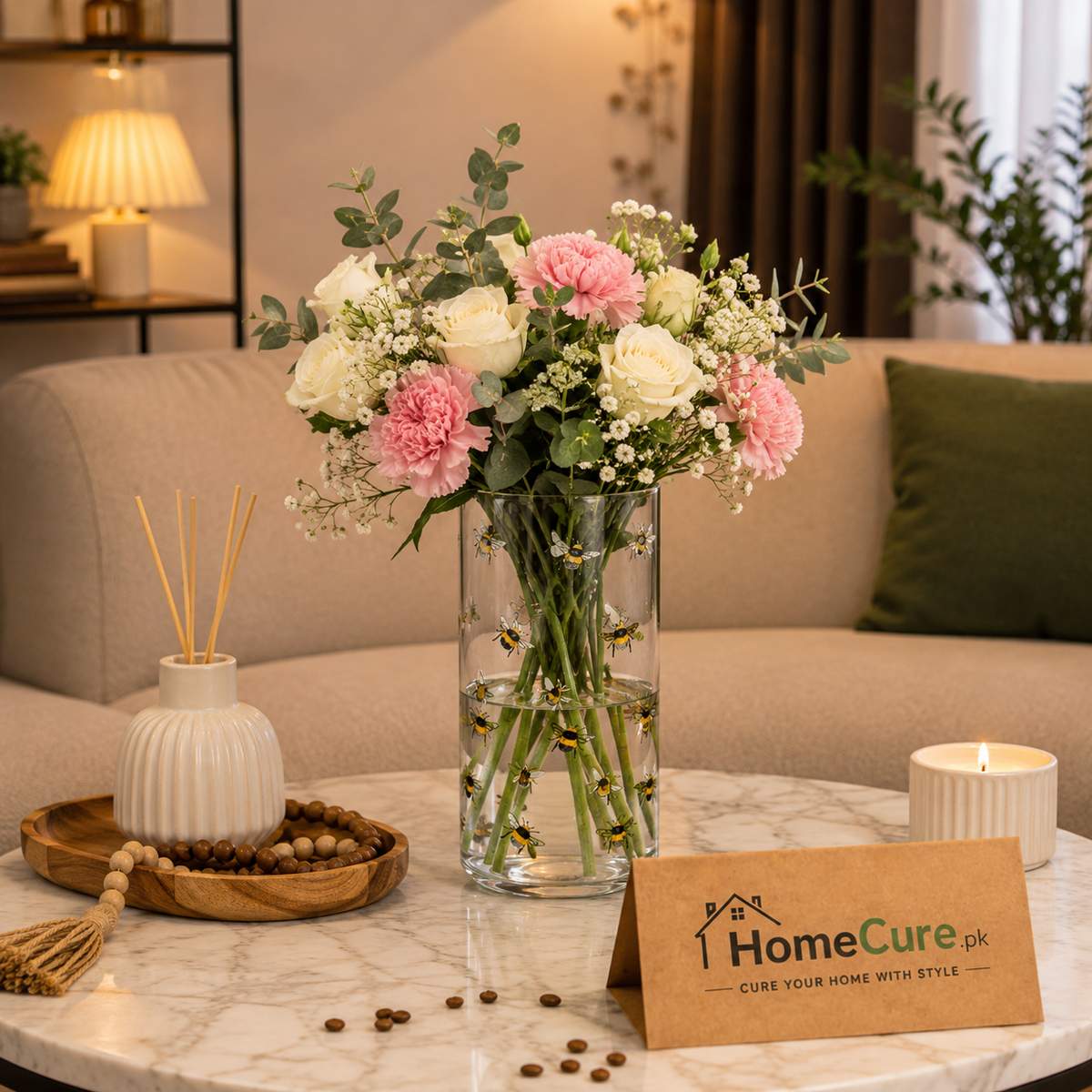 Elegant Glass Decorative Vase – 25.1cm | Stylish Flower Vase
