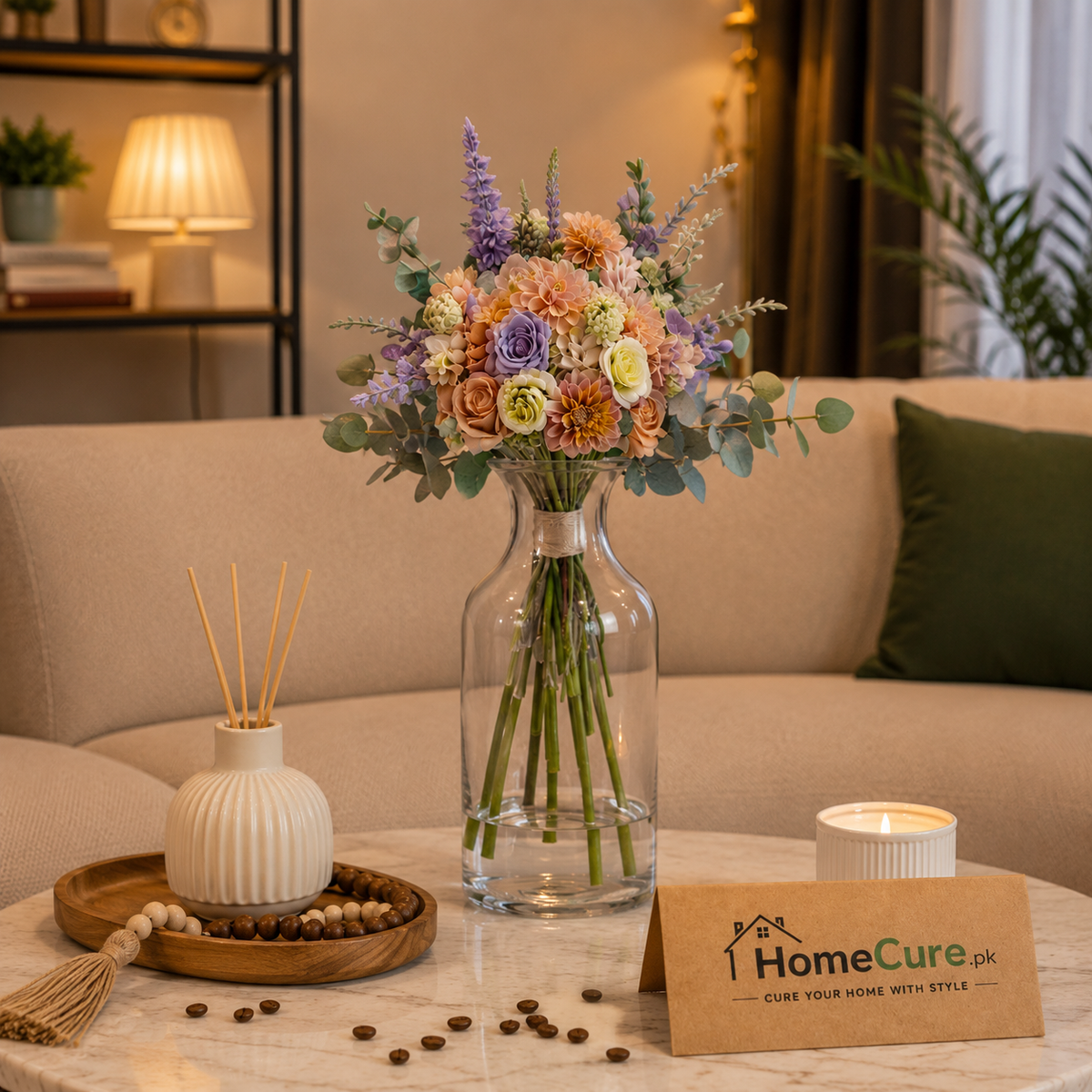 Premium Glass Decorative Vase – 25.1cm | Modern Flower Vase