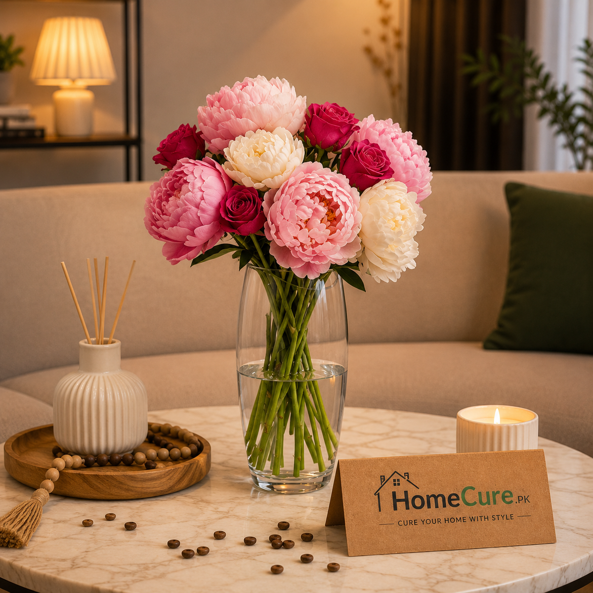 Elegant Glass Decorative Vase – 2090ml | Stylish Flower Vase