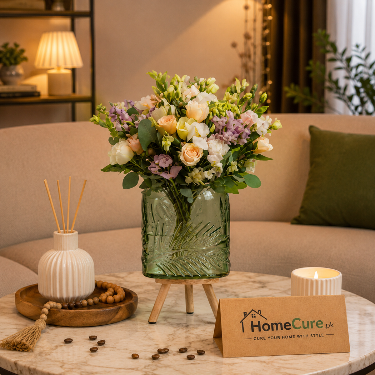Elegant Glass Decorative Vase – 14.9 × 15.1cm | Stylish Flower Vase
