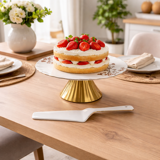 Angela 10.5" Ceramic Cake Stand with Lifter - BRD329