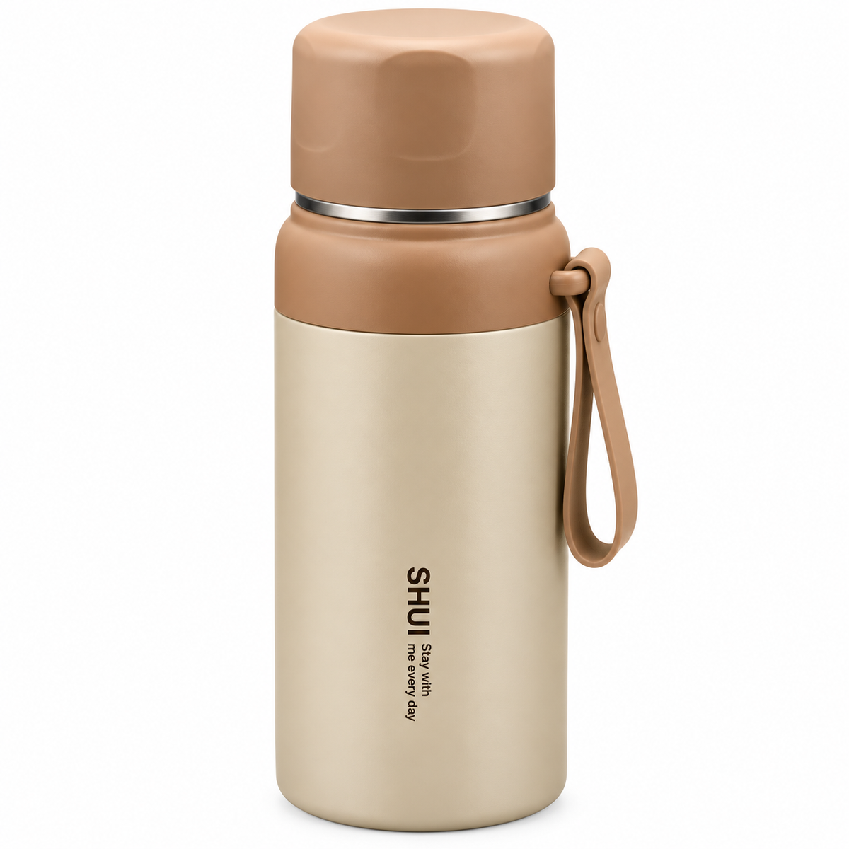 PureSip Vacuum Insulated Thermo Bottle 600ml – Beige & Caramel