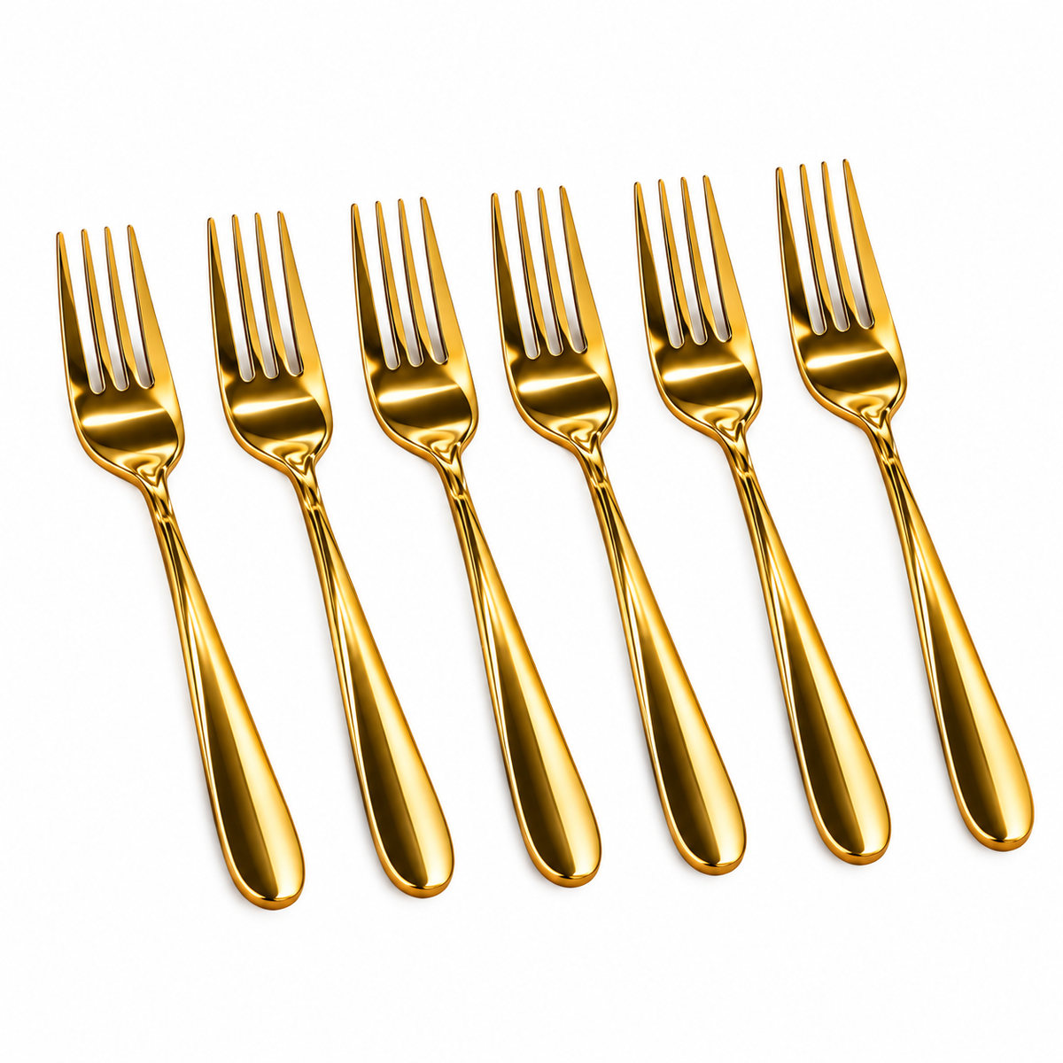 Premium Golden Stainless Steel Fruit Fork Set – 6 Pcs