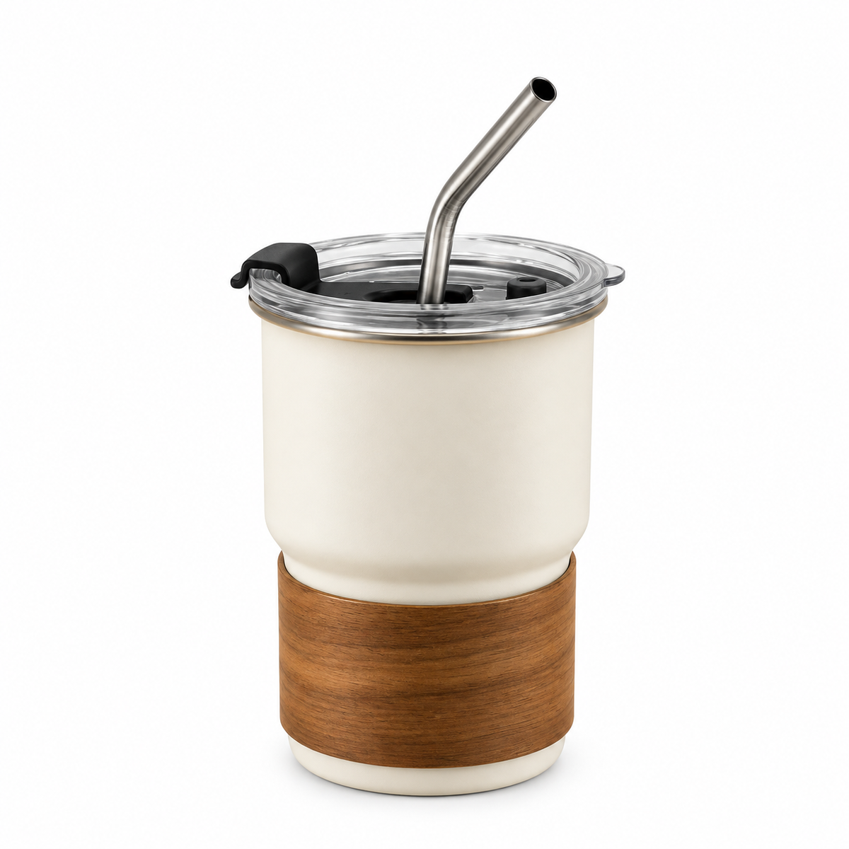 500ml Outdoor Anti-Scald Beer Cup Coffee Mug With Lid – White
