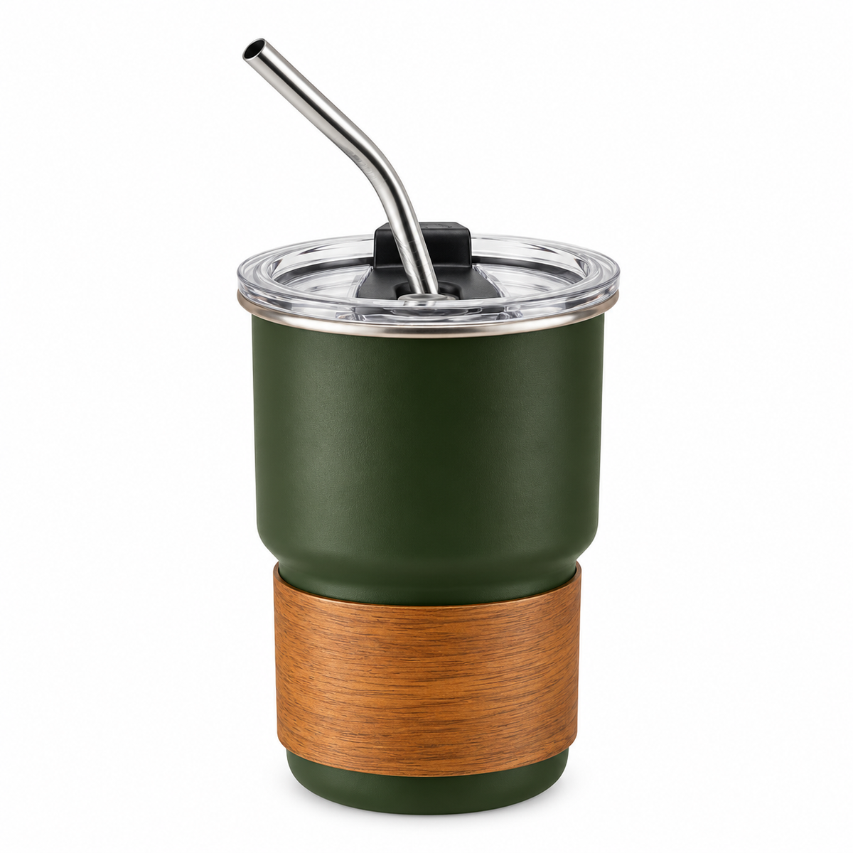500ml Outdoor Anti-Scald Beer Cup Coffee Mug With Lid – Olive Green