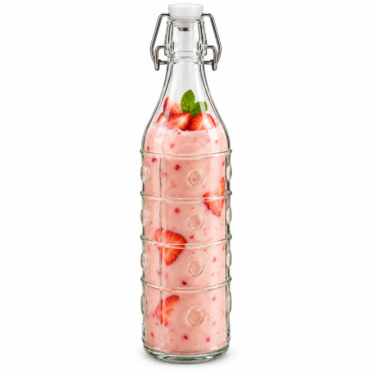 1000ml Clip Glass Bottle - Horizontal Stripes