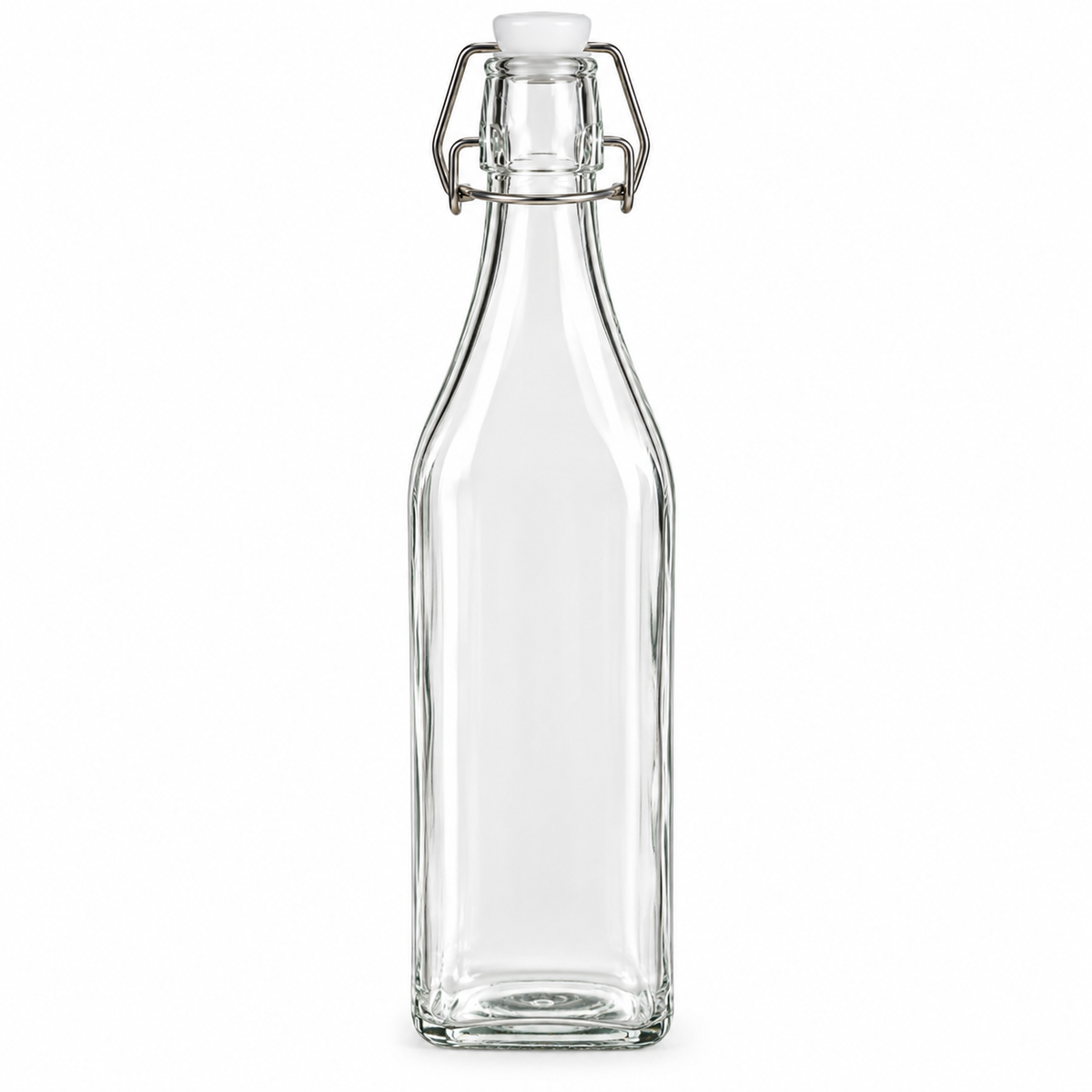 1000ml Clip Glass Bottle - Plain (Square)