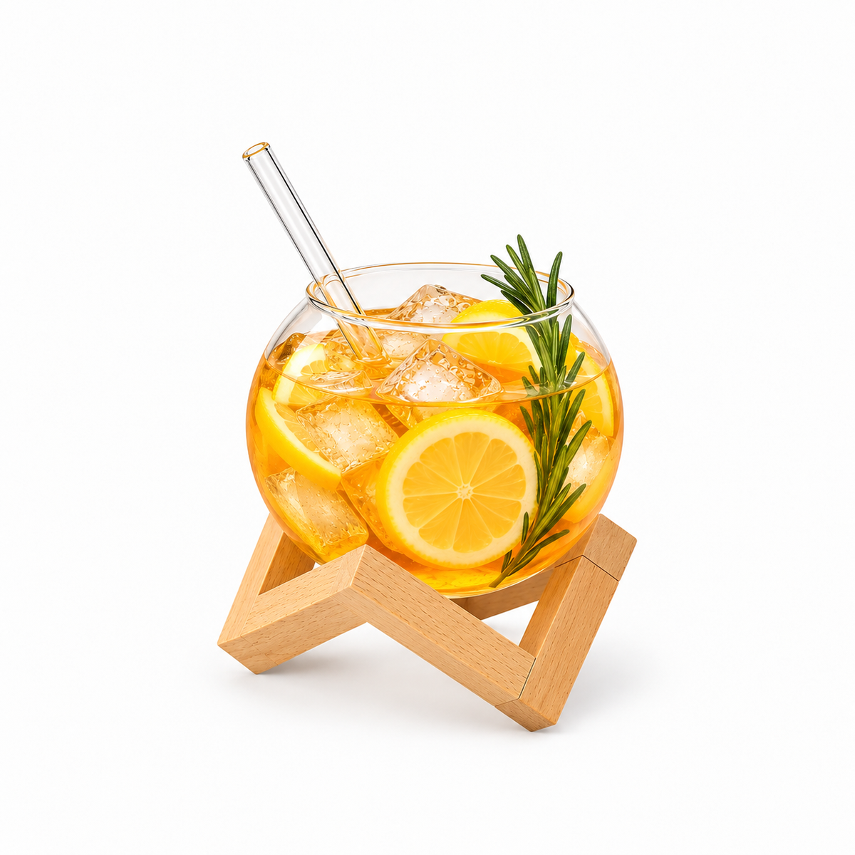 400ml Glass Drink Cup with Wooden Stand