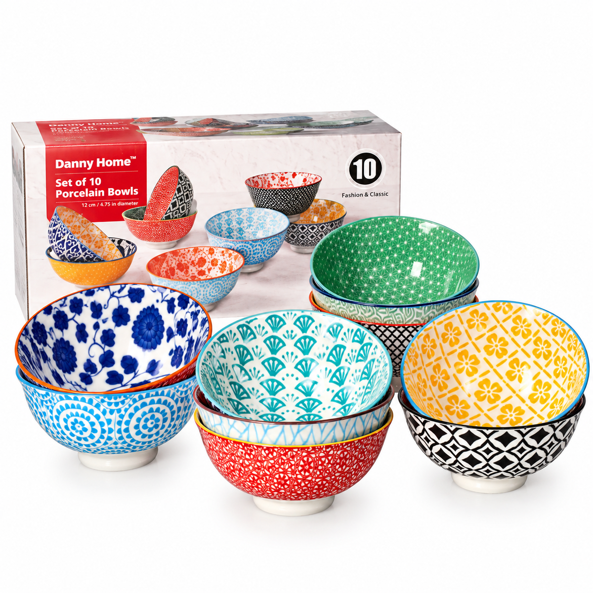 Bohemian Design Dessert Bowls 10pcs 12.1cm