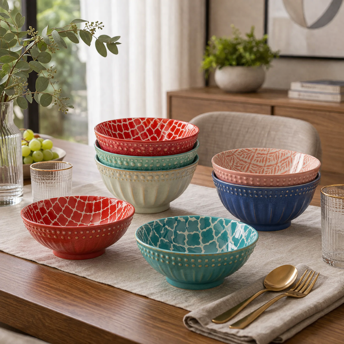 Danny Home Bohemian Design Soup Bowls 6pcs 15.6cm