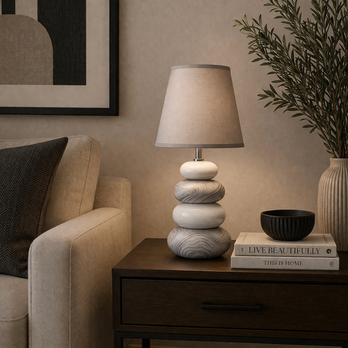 Danny Home Warm Table Lamp 31cm - Grey
