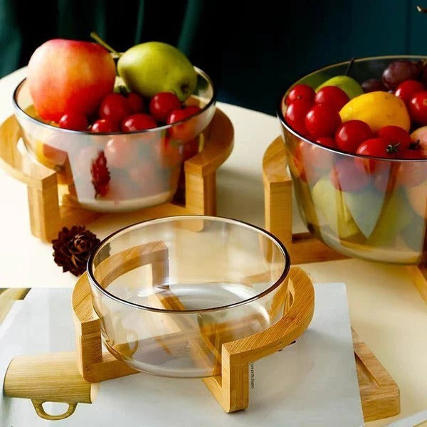 European Style Transparent Glass Fruit Basket – Large