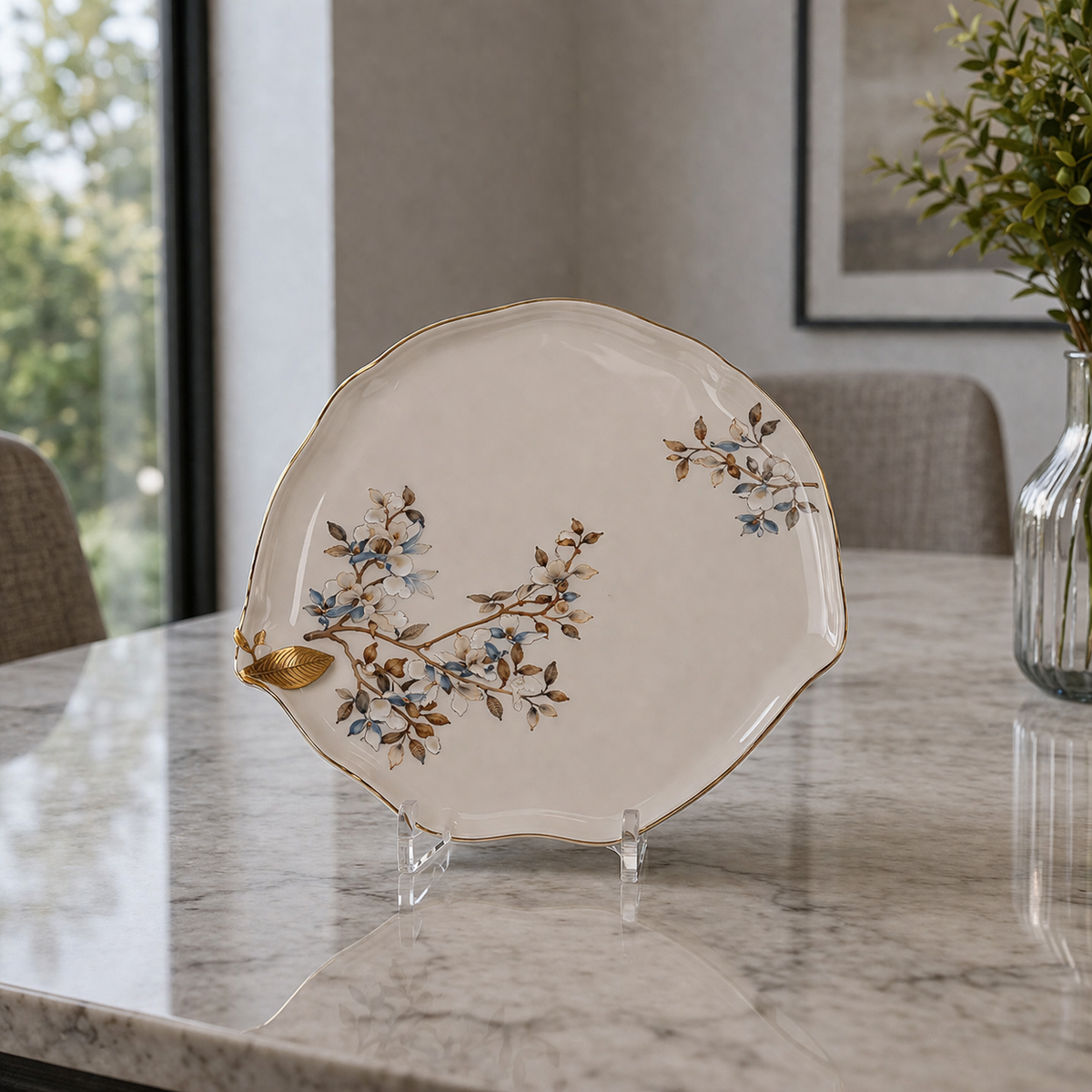 Angela Premium Floral Gold-Rim Ceramic Dinner Plate – 11 Inch