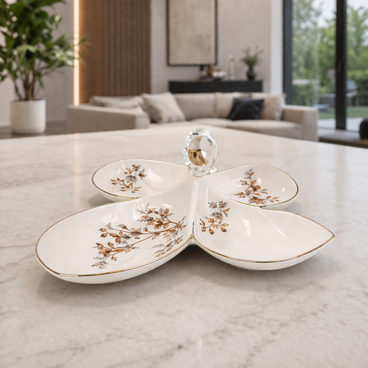 Angela Floral Elegance 5-Section Ceramic Serving Tray