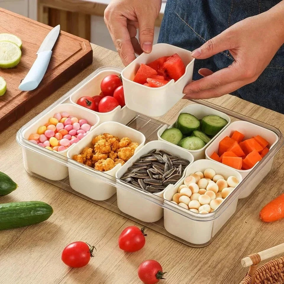 Airtight Food Storage Organizer Box with 8 & 12 Compartments – Snack, Fruit & Vegetable Container